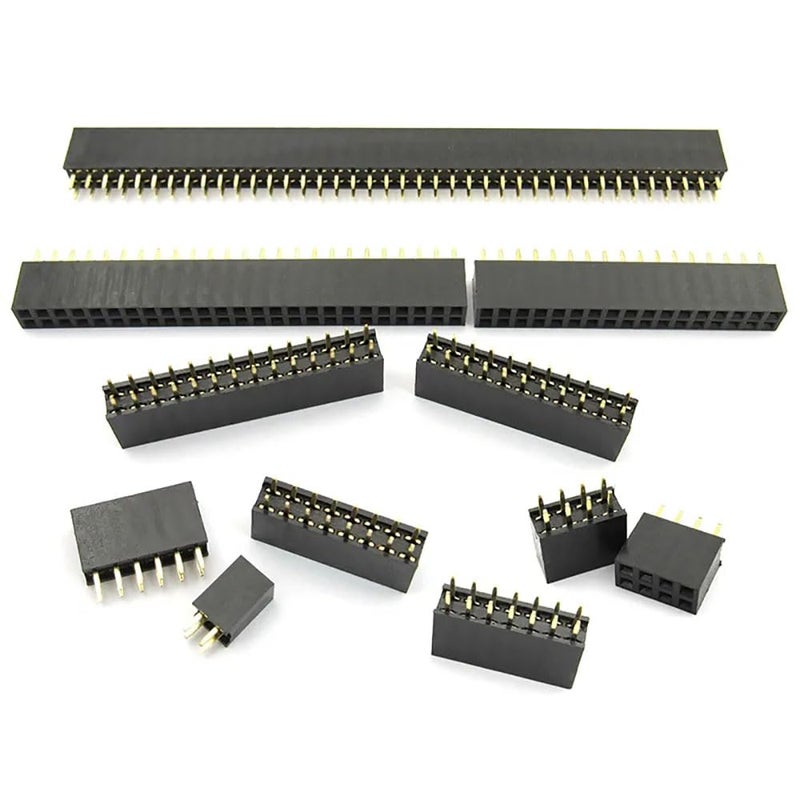 Bestol 2.54mm Double Row Female Long Pin 11mm Breakaway PCB Board Pin Header Socket Connector 2x3 2x4 2x6 2x8 2x10 2x18 2x20 Pins etc,20pcs (2x10P) - Image 1